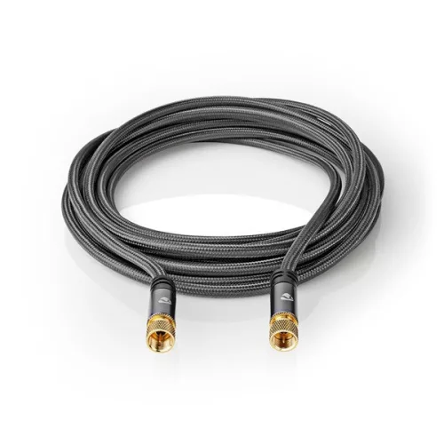 Nedis CSTB41000GY50 F csatlakozós koax kábel, 75 Ohm, 90 dB,  négyszeresen árnyékolt, prémium kivitel, 5m