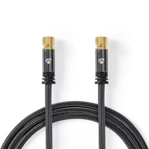Nedis CSTB41000GY50 F csatlakozós koax kábel, 75 Ohm, 90 dB,  négyszeresen árnyékolt, prémium kivitel, 5m