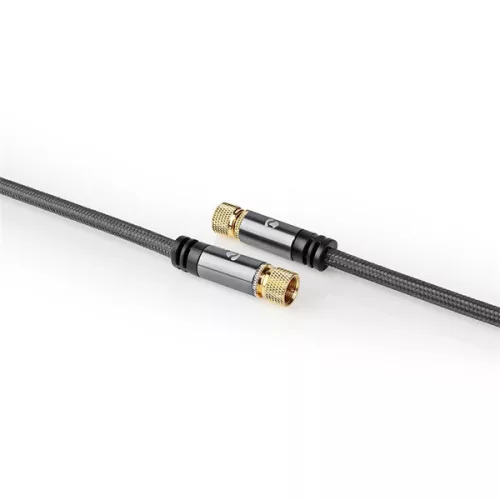 Nedis CSTB41000GY50 F csatlakozós koax kábel, 75 Ohm, 90 dB,  négyszeresen árnyékolt, prémium kivitel, 5m