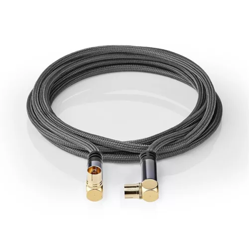 Nedis CSTB40015WT50 koax RF kábel, koax férfi (dugó), koax nő (aljzat), 75 Ohm, Négyszeresen árnyékolt, 5m