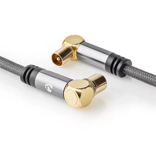 Nedis CSTB40015WT50 koax RF kábel, koax férfi (dugó), koax nő (aljzat), 75 Ohm, Négyszeresen árnyékolt, 5m