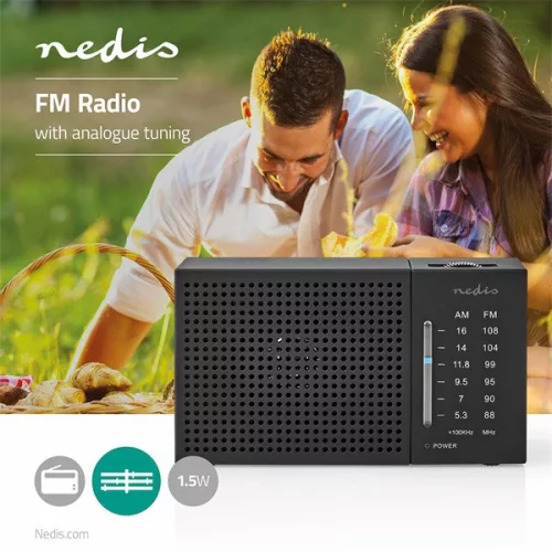 Nedis RDFM1200BK hordozható  AM / FM rádió, elemes
