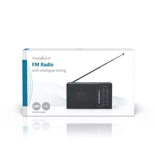 Nedis RDFM1200BK hordozható  AM / FM rádió, elemes