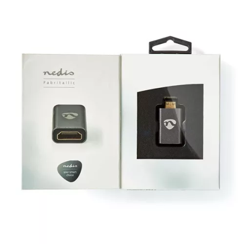 Nedis CCVTB34906GY mini HDMI - HDMI adapter, 4K@60Hz, aranyozott, alumínium ház