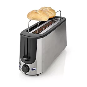   Nedis KABT310EAL kenyérpirító 1000W, 1 hosszú nyílás, 2 szelet, 6 fokozatú szabályzó, kiolvasztás funkció, alumínium ház
