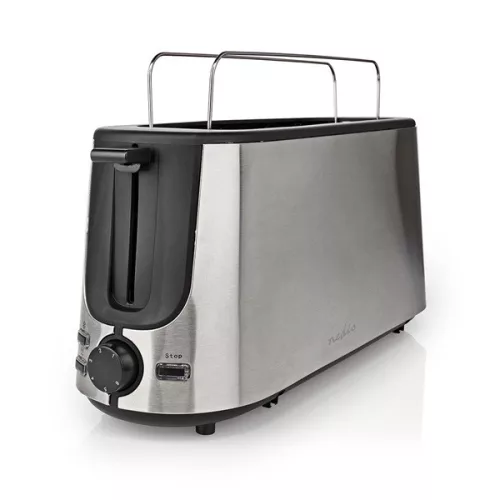 Nedis KABT310EAL kenyérpirító 1000W, 1 hosszú nyílás, 2 szelet, 6 fokozatú szabályzó, kiolvasztás funkció, alumínium ház
