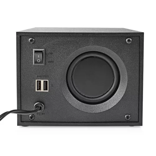 Nedis GSPR31021BK gamer hangszóró készlet, csatornák: 2.1, USB tápellátás, 3,5 mm jack, 33 W, LED, hangerőszabályozó