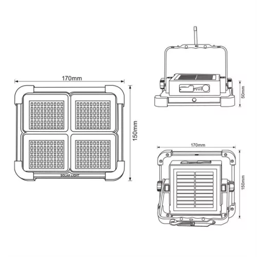 VIVALUX, 004849, ZEIN LED reflektor, napelemes, 850lm, IP44, 120°, Szürke