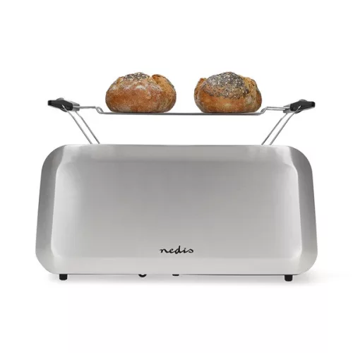 Nedis KABT400AL kenyérpirító 1450W, 4 szeletes vagy 2 hosszú, 7 fokozat, kiolvasztás funkció, alumínium