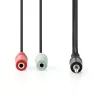 Nedis CCAGB22150BK02 sztereo audio kábel, 3,5 mm sztereo jack dugó - 2x 3,5 mm jack aljzat, 0,20m