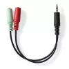 Nedis CCAGB22150BK02 sztereo audio kábel, 3,5 mm sztereo jack dugó - 2x 3,5 mm jack aljzat, 0,20m