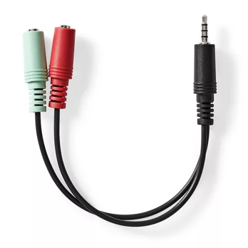 Nedis CCAGB22150BK02 sztereo audio kábel, 3,5 mm sztereo jack dugó - 2x 3,5 mm jack aljzat, 0,20m