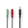 Nedis CCAGB22150BK02 sztereo audio kábel, 3,5 mm sztereo jack dugó - 2x 3,5 mm jack aljzat, 0,20m
