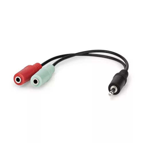 Nedis CCAGB22150BK02 sztereo audio kábel, 3,5 mm sztereo jack dugó - 2x 3,5 mm jack aljzat, 0,20m