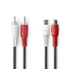Nedis CAGL24205BK20 sztereo audio kábel, 2 X RCA apa - 2 X RCA anya, hossz 2m