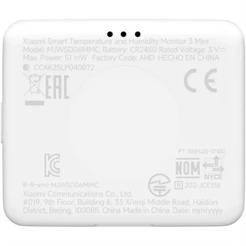 XIAOMI QBH4312GL Mini 3 Okos hőmérséklet és páratartalom mérő, Fehér