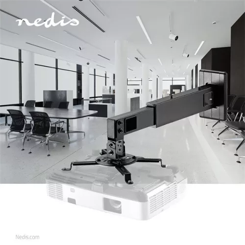 Nedis PJWM200BK projektor tartó konzol, teljes mozgású, 15 kg, forgatható, billenthető, acél, fekete