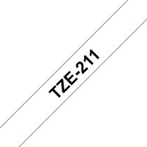   BROTHER szalag TZe-211, Fehér alapon Fekete, Laminált, 6mm  0.23", 8 méter