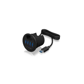   Raidsonic IcyBox IB-HUB1403 4-port desk hub with USB Type-A interface Black