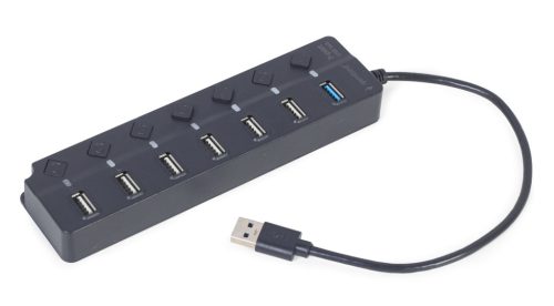 Gembird UHB-U3P1U2P6P-01 7-portos 1xUSB3.1 + 6xUSB2.0 HUB Black