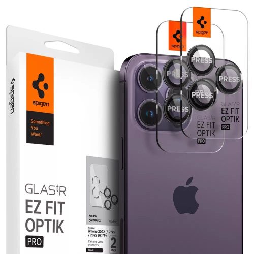 Spigen Glass EZ Fit Optik Pro 2 Pack, zero one - iPhone 15 Pro/15 Pro Max/14 Pro/14 Pro Max