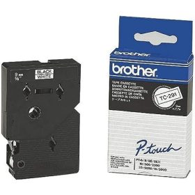   Brother TC-291 laminált P-touch szalag (9mm) Black on White-7,7m