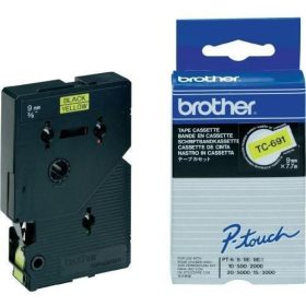   Brother TC-691 laminált P-touch szalag (9mm) Black on Yellow-7,7m