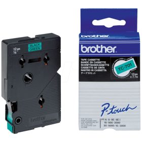   Brother TC-701 laminált P-touch szalag (12mm) Black on Green-7,7m