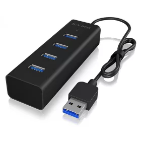   Raidsonic Icy Box Type-A to USB 3.2 Gen 1 4 port Type-A hub aluminium housing Black