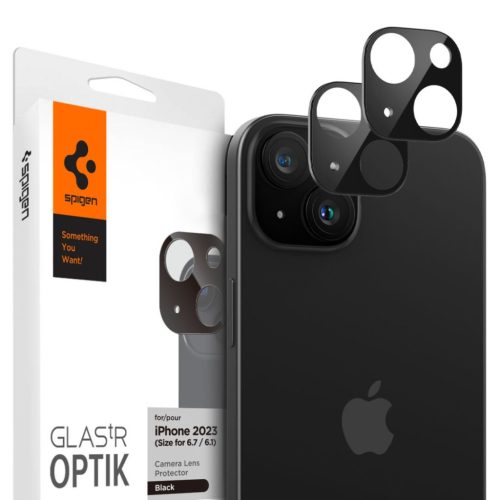 Spigen  iPhone 15/15 Plus/14/14 Plus Glass tR Optik Black (2 Pack)