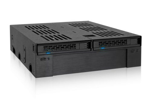 IcyDock ExpressCage MB322SP-B 2x2.5" SAS/SATA HDD/SSD Mobile Rack +3.5" Slot for External 5.25" Bay