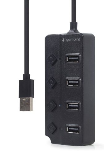 Gembird 4-port USB2.0 HUB with Switches Black