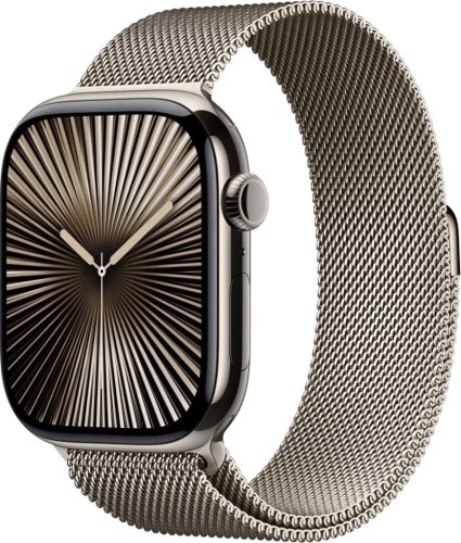 Apple Watch S10 Cellular 46mm Natural Titanium Case with Natural Milanese Loop S/M