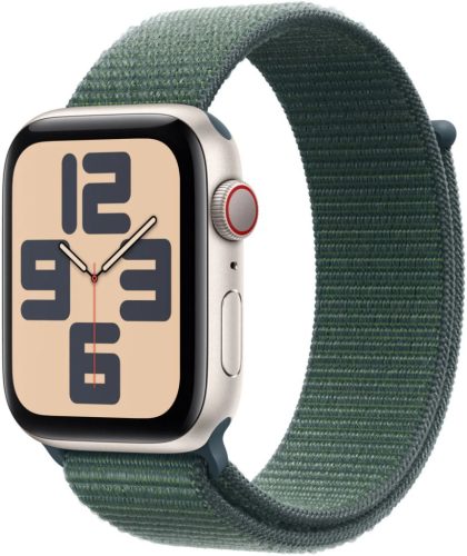 Apple Watch SE2 v3 GPS + Cellular 44mm Starlight Alu Case with Lake Green Sport Loop