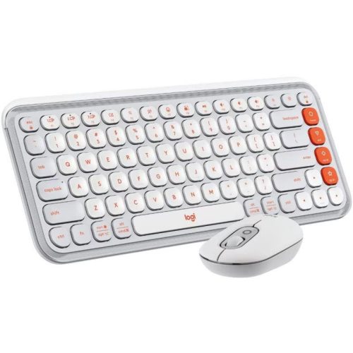 Logitech Pop Icon Wireless Keyboard Combo Off White/Orange US