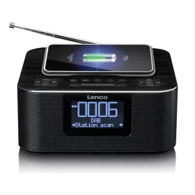   Lenco CR-625BK FM Clock Radio with Bluetooth and wireless charging Black
