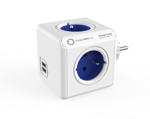 Allocacoc PowerCube Original USB 4DIN Fali White/Blue