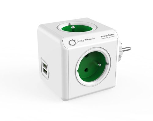 Allocacoc PowerCube Original USB 4DIN Fali White/Green