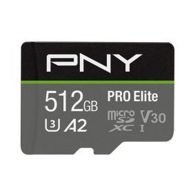   PNY 512GB microSDXC Pro Elite Class 10 U3 V30 A2 + adapterrel