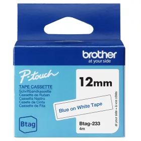 Brother BTAG-233 Címketekercs (12mm) Blue on White - 4m