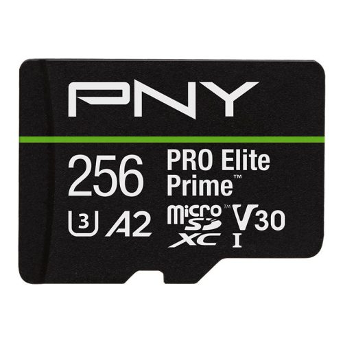 PNY 256GB microSDXC Pro Elite Prime Class 10 U3 V30 A2 + adapterrel