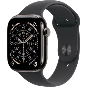   Apple Watch S11 Cellular 42mm Slate Titanium Case with Black Sport Band M/L