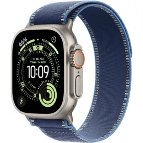   Apple Watch Ultra 3 Cellular 49mm Natural Titanium Case with Blue/Bright Blue Trail Loop S/M