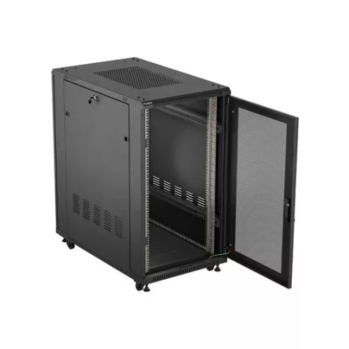 Lanberg 19" szabadon álló rack szekrény 22U/600X1000, perforált ajtó, lapraszerelt, fekete