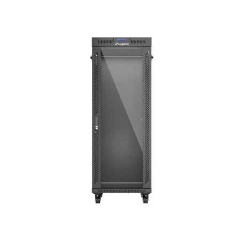 Lanberg 19" szabadon álló rack szekrény 32U/600X1000 üvegajtó, lapraszerelt, LCD kijelző, fekete