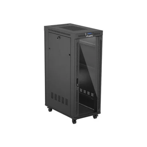 Lanberg 19" szabadon álló rack szekrény 32U/600X1000 üvegajtó, lapraszerelt, LCD kijelző, fekete