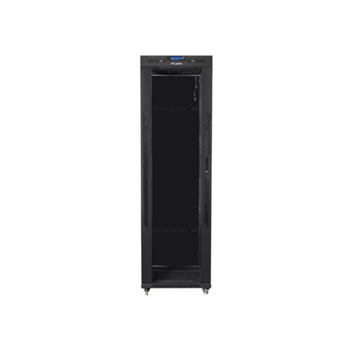 Lanberg 19" szabadon álló rack szekrény 42U/600X1000 üvegajtó, lapraszerelt, LCD kijelző, fekete V2