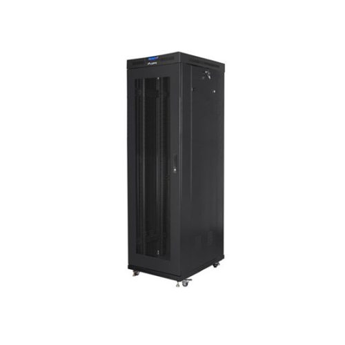 Lanberg 19" szabadon álló rack szekrény 42U/600X1000 perforált ajtó, lapraszerelt, LCD kijelző, fekete V2