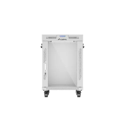 Lanberg 19" szabadon álló rack szekrény 15U/600X600 üvegajtó, lapraszerelt, LCD kijelző, szürke V2