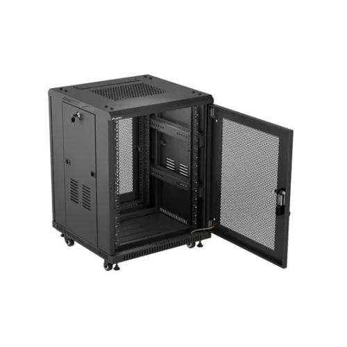 Lanberg 19" szabadon álló rack szekrény 15U/600X600, perforált ajtó, lapraszerelt, fekete